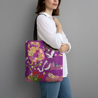 Hawaiian and Japanese Culture Together Tote Bag Kakau Tribal Pattern and Irezumi Art Purple Color LT03 - Polynesian Pride