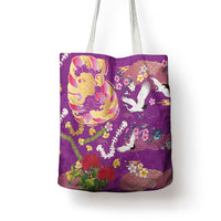 Hawaiian and Japanese Culture Together Tote Bag Kakau Tribal Pattern and Irezumi Art Purple Color LT03 - Polynesian Pride
