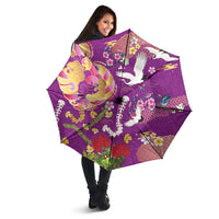 Hawaiian and Japanese Culture Together Umbrella Kakau Tribal Pattern and Irezumi Art Purple Color LT03 - Polynesian Pride