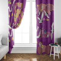 Hawaiian and Japanese Culture Together Window Curtain Kakau Tribal Pattern and Irezumi Art Purple Color LT03 - Polynesian Pride