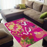 Hawaiian and Japanese Culture Together Area Rug Kakau Tribal Pattern and Irezumi Art Pink Color LT03 - Polynesian Pride
