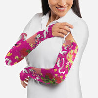 Hawaiian and Japanese Culture Together Arm Sleeves Kakau Tribal Pattern and Irezumi Art Pink Color LT03 - Polynesian Pride