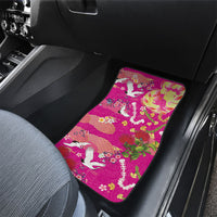 Hawaiian and Japanese Culture Together Car Mats Kakau Tribal Pattern and Irezumi Art Pink Color LT03 - Polynesian Pride