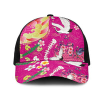 Hawaiian and Japanese Culture Together Mesh Trucker Cap Kakau Tribal Pattern and Irezumi Art Pink Color LT03 One Size Black Pink - Polynesian Pride
