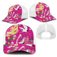 Hawaiian and Japanese Culture Together Mesh Trucker Cap Kakau Tribal Pattern and Irezumi Art Pink Color LT03 - Polynesian Pride