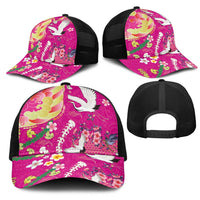 Hawaiian and Japanese Culture Together Mesh Trucker Cap Kakau Tribal Pattern and Irezumi Art Pink Color LT03 - Polynesian Pride