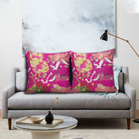 Hawaiian and Japanese Culture Together Pillow Cover Kakau Tribal Pattern and Irezumi Art Pink Color LT03 - Polynesian Pride
