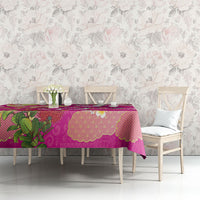Hawaiian and Japanese Culture Together Tablecloth Kakau Tribal Pattern and Irezumi Art Pink Color LT03 - Polynesian Pride