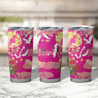 Hawaiian and Japanese Culture Together Tumbler Cup Kakau Tribal Pattern and Irezumi Art Pink Color LT03 - Polynesian Pride