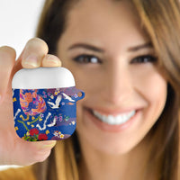 Hawaiian and Japanese Culture Together AirPods Case Kakau Tribal Pattern and Irezumi Art Blue Color LT03 - Polynesian Pride