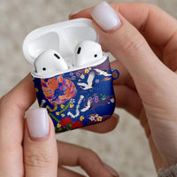 Hawaiian and Japanese Culture Together AirPods Case Kakau Tribal Pattern and Irezumi Art Blue Color LT03 - Polynesian Pride