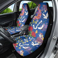 Hawaiian and Japanese Culture Together Car Seat Cover Kakau Tribal Pattern and Irezumi Art Blue Color LT03 - Polynesian Pride