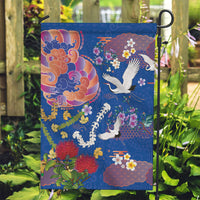 Hawaiian and Japanese Culture Together Garden Flag Kakau Tribal Pattern and Irezumi Art Blue Color LT03 Garden Flag Blue - Polynesian Pride