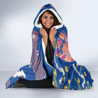 Hawaiian and Japanese Culture Together Hooded Blanket Kakau Tribal Pattern and Irezumi Art Blue Color LT03 - Polynesian Pride