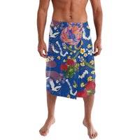 Hawaiian and Japanese Culture Together Lavalava Kakau Tribal Pattern and Irezumi Art Blue Color LT03 Blue - Polynesian Pride