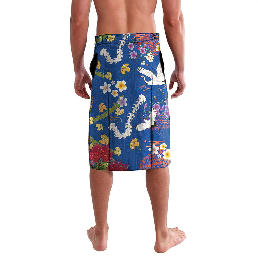 Hawaiian and Japanese Culture Together Lavalava Kakau Tribal Pattern and Irezumi Art Blue Color LT03 - Polynesian Pride
