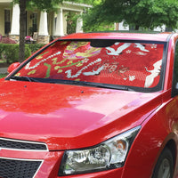 Hawaiian and Japanese Culture Together Auto Sun Shade Kakau Tribal Pattern and Irezumi Art Red Color LT03 - Polynesian Pride