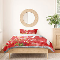 Hawaiian and Japanese Culture Together Bedding Set Kakau Tribal Pattern and Irezumi Art Red Color LT03 - Polynesian Pride