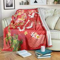 Hawaiian and Japanese Culture Together Blanket Kakau Tribal Pattern and Irezumi Art Red Color LT03 Red - Polynesian Pride