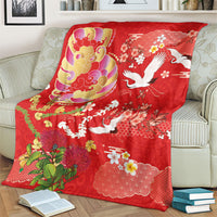 Hawaiian and Japanese Culture Together Blanket Kakau Tribal Pattern and Irezumi Art Red Color LT03 - Polynesian Pride