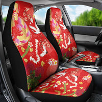 Hawaiian and Japanese Culture Together Car Seat Cover Kakau Tribal Pattern and Irezumi Art Red Color LT03 - Polynesian Pride