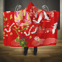 Hawaiian and Japanese Culture Together Hooded Blanket Kakau Tribal Pattern and Irezumi Art Red Color LT03 - Polynesian Pride