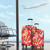Hawaiian and Japanese Culture Together Luggage Cover Kakau Tribal Pattern and Irezumi Art Red Color LT03 - Polynesian Pride