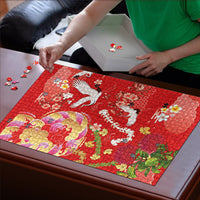 Hawaiian and Japanese Culture Together Puzzle Kakau Tribal Pattern and Irezumi Art Red Color LT03 - Polynesian Pride