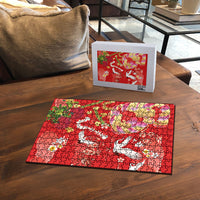 Hawaiian and Japanese Culture Together Puzzle Kakau Tribal Pattern and Irezumi Art Red Color LT03 - Polynesian Pride