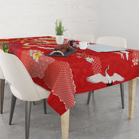 Hawaiian and Japanese Culture Together Tablecloth Kakau Tribal Pattern and Irezumi Art Red Color LT03 - Polynesian Pride