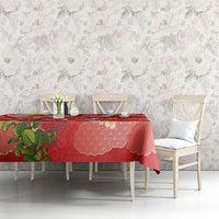 Hawaiian and Japanese Culture Together Tablecloth Kakau Tribal Pattern and Irezumi Art Red Color LT03 - Polynesian Pride
