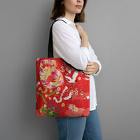 Hawaiian and Japanese Culture Together Tote Bag Kakau Tribal Pattern and Irezumi Art Red Color LT03 - Polynesian Pride
