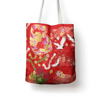 Hawaiian and Japanese Culture Together Tote Bag Kakau Tribal Pattern and Irezumi Art Red Color LT03 - Polynesian Pride