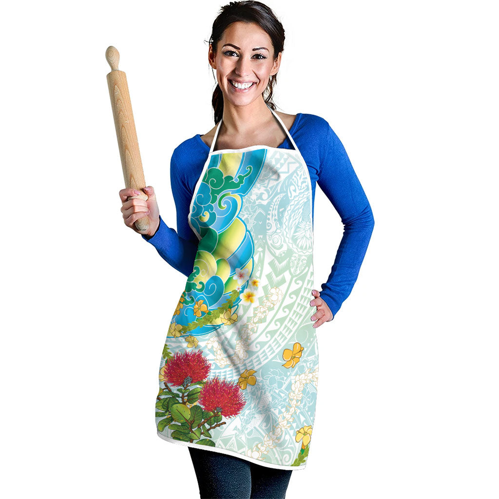 Japanese and Hawaiian Culture Fusion Apron Irezumi with Turtles and Lei Kakau Pattern Fresh Vibe LT03 - Polynesian Pride