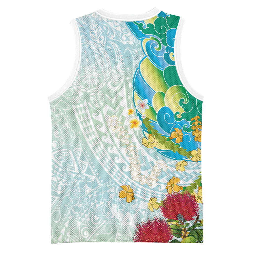 Japanese and Hawaiian Culture Fusion Basketball Jersey Irezumi with Turtles and Lei Kakau Pattern Fresh Vibe LT03 - Polynesian Pride
