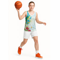 Japanese and Hawaiian Culture Fusion Basketball Jersey Irezumi with Turtles and Lei Kakau Pattern Fresh Vibe LT03 - Polynesian Pride