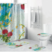 Japanese and Hawaiian Culture Fusion Bathroom Set Irezumi with Turtles and Lei Kakau Pattern Fresh Vibe LT03 Bathroom Set (4 pcs) Multicolor - Polynesian Pride