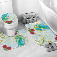 Japanese and Hawaiian Culture Fusion Bathroom Set Irezumi with Turtles and Lei Kakau Pattern Fresh Vibe LT03 Mat Set Only (3 pcs) One Size Multicolor - Polynesian Pride