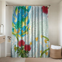 Japanese and Hawaiian Culture Fusion Bathroom Set Irezumi with Turtles and Lei Kakau Pattern Fresh Vibe LT03 Shower Curtain Only Multicolor - Polynesian Pride