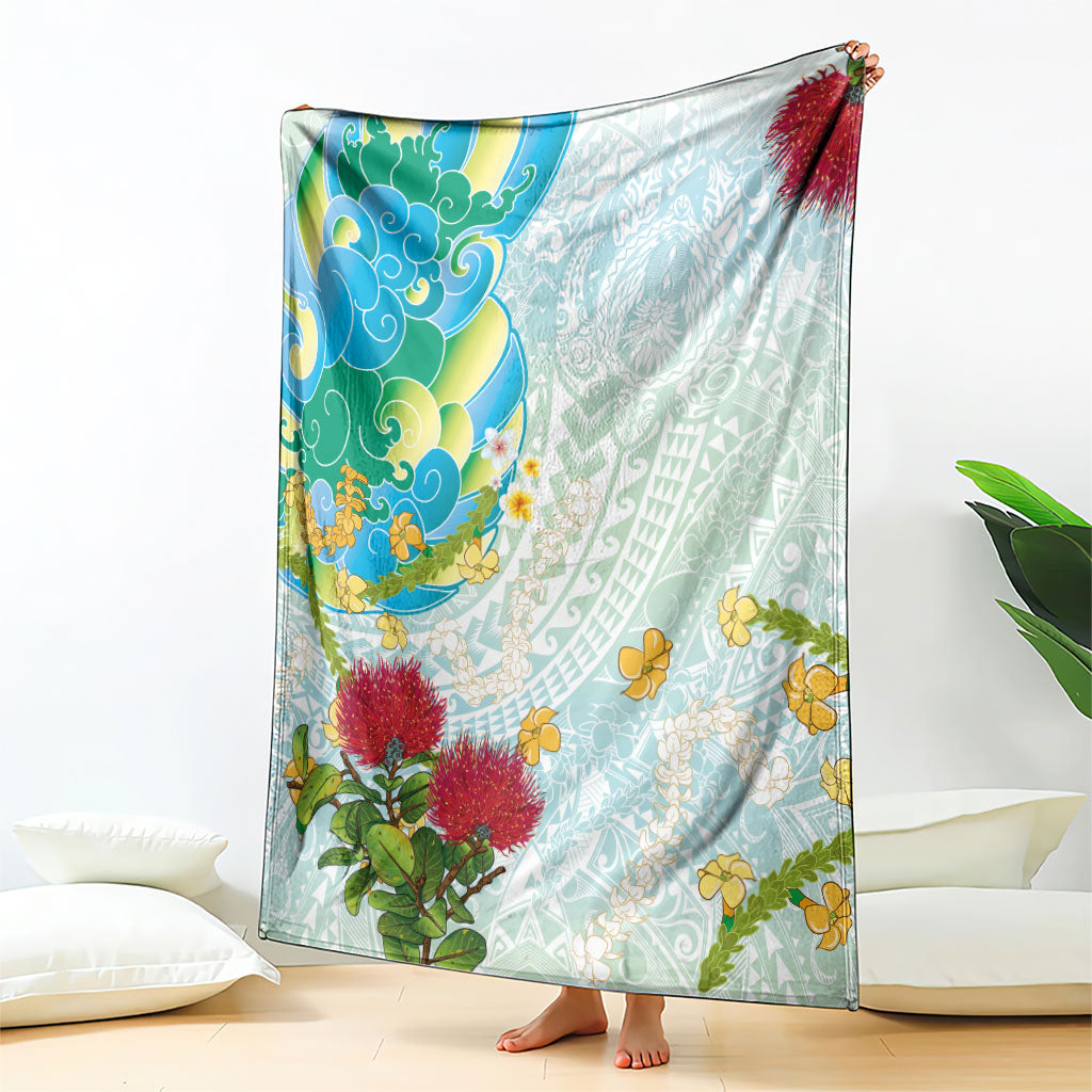 Japanese and Hawaiian Culture Fusion Blanket Irezumi with Turtles and Lei Kakau Pattern Fresh Vibe LT03 - Polynesian Pride