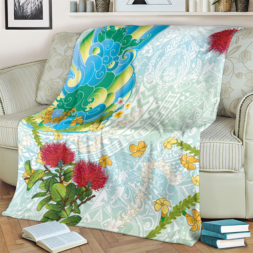 Japanese and Hawaiian Culture Fusion Blanket Irezumi with Turtles and Lei Kakau Pattern Fresh Vibe LT03 - Polynesian Pride