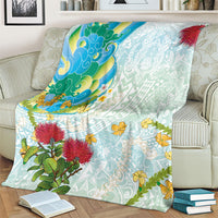 Japanese and Hawaiian Culture Fusion Blanket Irezumi with Turtles and Lei Kakau Pattern Fresh Vibe LT03 - Polynesian Pride