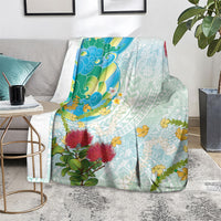 Japanese and Hawaiian Culture Fusion Blanket Irezumi with Turtles and Lei Kakau Pattern Fresh Vibe LT03 - Polynesian Pride