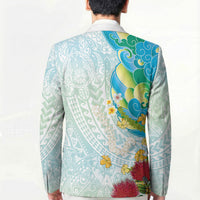 Japanese and Hawaiian Culture Fusion Blazer Irezumi with Turtles and Lei Kakau Pattern Fresh Vibe LT03 - Polynesian Pride