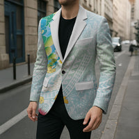 Japanese and Hawaiian Culture Fusion Blazer Irezumi with Turtles and Lei Kakau Pattern Fresh Vibe LT03 - Polynesian Pride