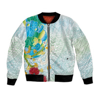 Japanese and Hawaiian Culture Fusion Bomber Jacket Irezumi with Turtles and Lei Kakau Pattern Fresh Vibe LT03 Unisex Multicolor - Polynesian Pride
