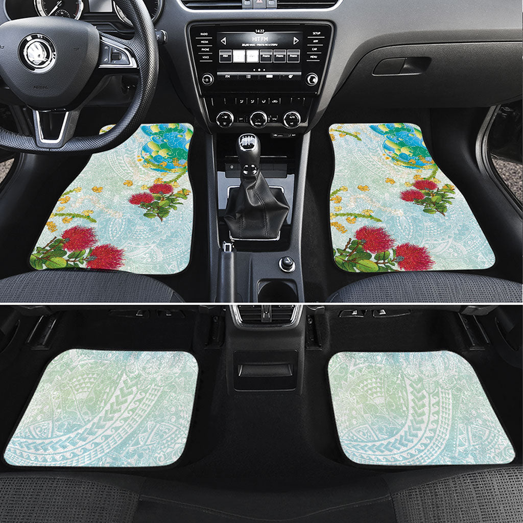 Japanese and Hawaiian Culture Fusion Car Mats Irezumi with Turtles and Lei Kakau Pattern Fresh Vibe LT03 Set 4pcs Multicolor - Polynesian Pride