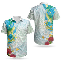 Japanese and Hawaiian Culture Fusion Couples Matching Mermaid Dress and Hawaiian Shirt Irezumi with Turtles and Lei Kakau Pattern Fresh Vibe LT03 - Polynesian Pride