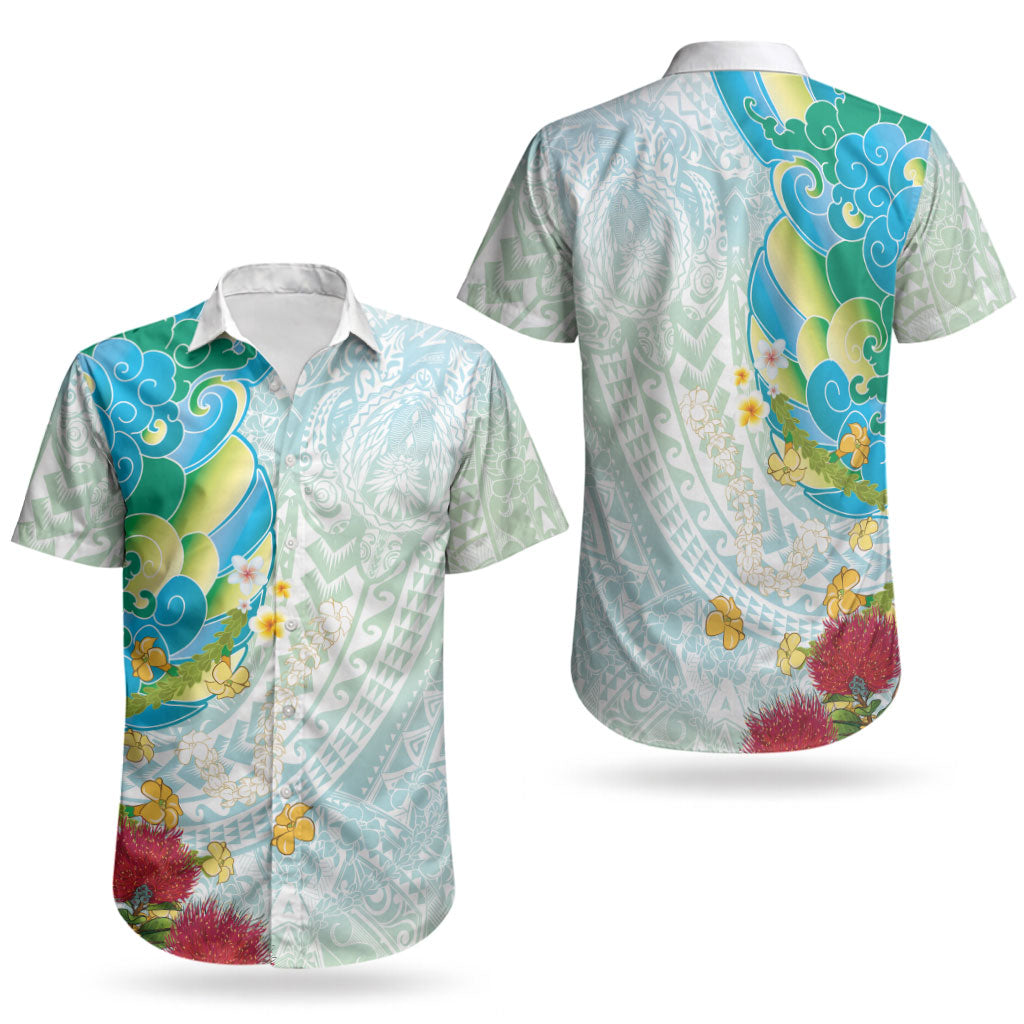 Japanese and Hawaiian Culture Fusion Couples Matching Tank Maxi Dress and Hawaiian Shirt Irezumi with Turtles and Lei Kakau Pattern Fresh Vibe LT03 - Polynesian Pride