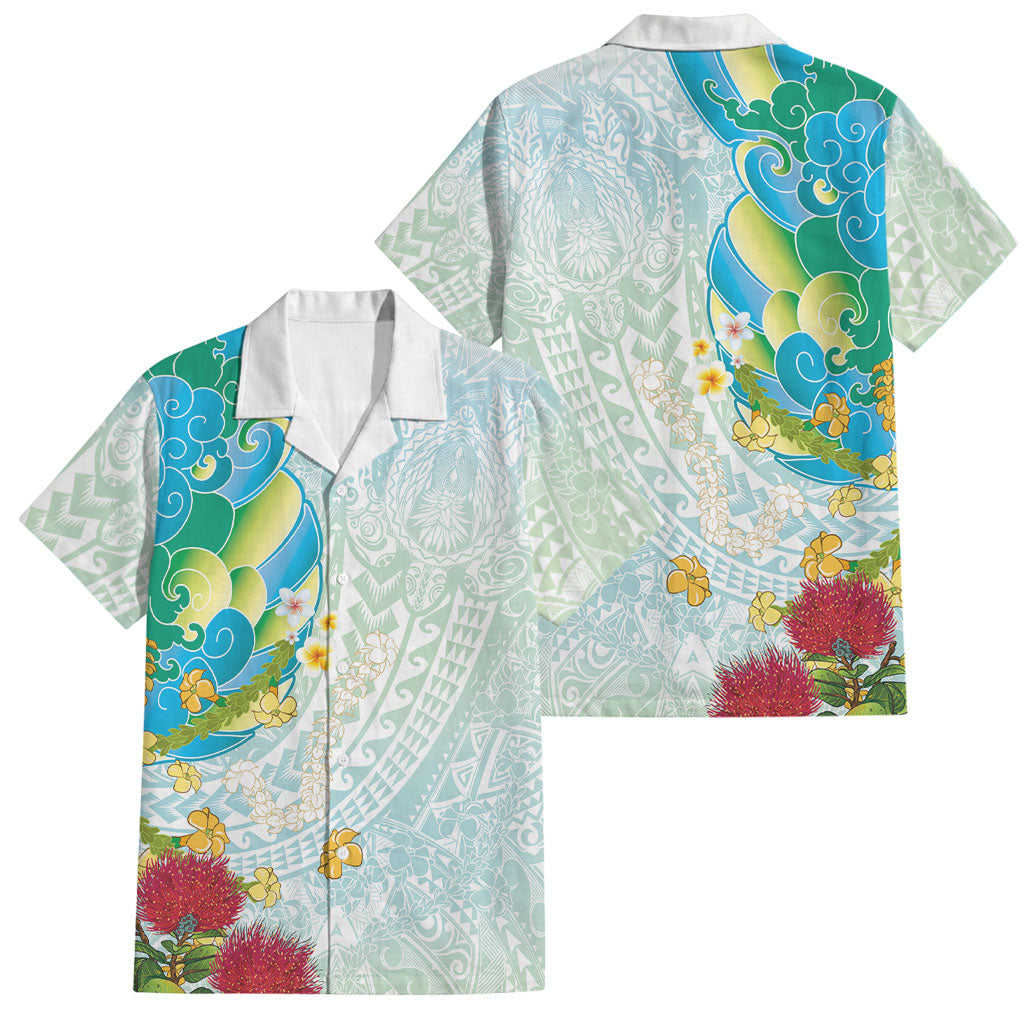 Japanese and Hawaiian Culture Fusion Family Matching Mermaid Dress and Hawaiian Shirt Irezumi with Turtles and Lei Kakau Pattern Fresh Vibe LT03 Dad's Shirt - Short Sleeve Multicolor - Polynesian Pride
